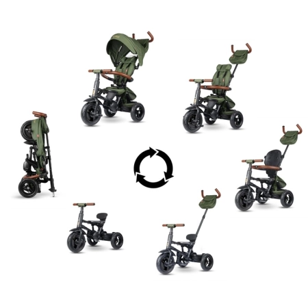 Milly Mally Rito Deluxe Rubber Olive Rowerek Trzykołowy obrotowy oliwkowo zielony